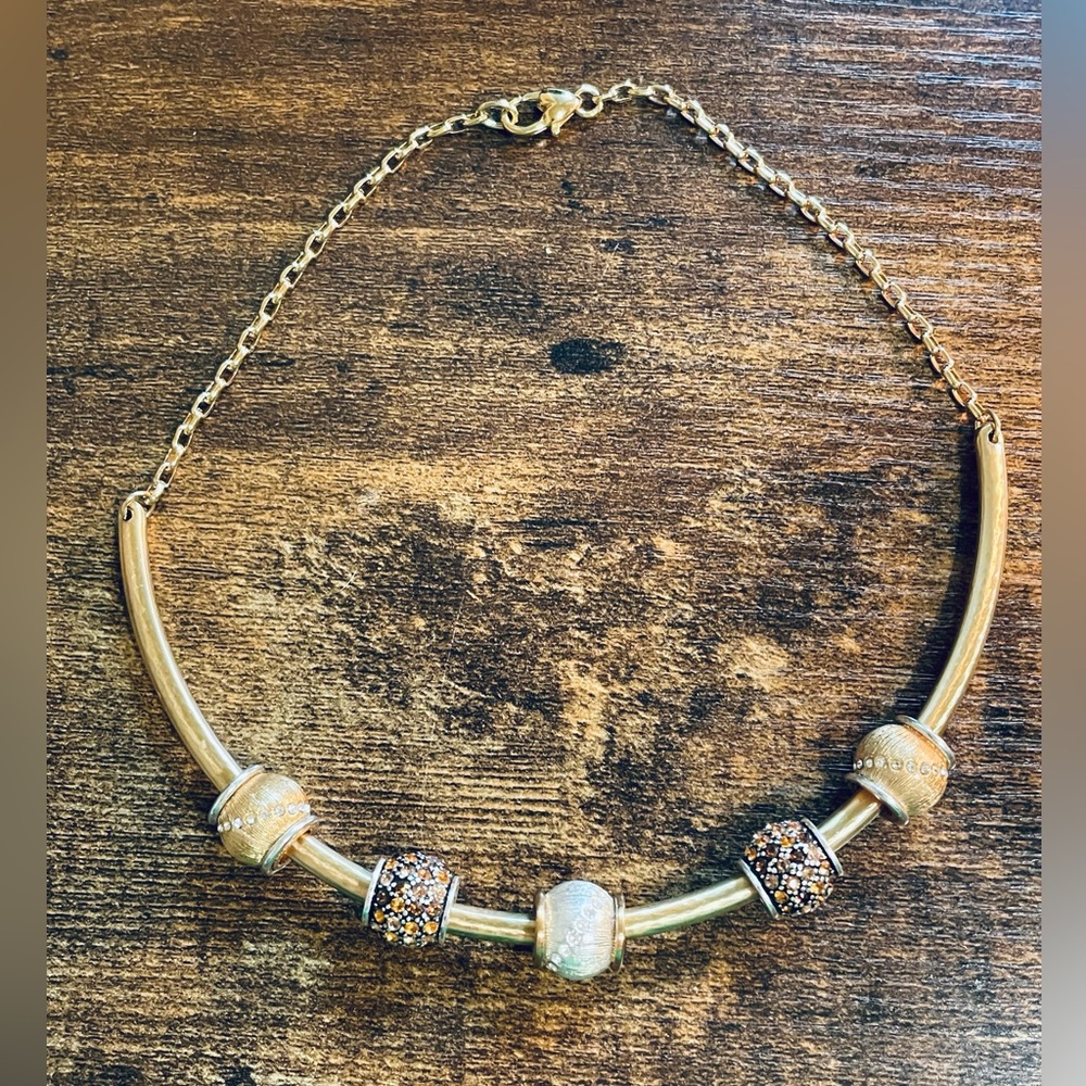 Brighton Monogram Choker Charm Necklace - Goldtone with charms